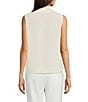 Calvin Klein Chiffon Pleated Sash Tie V-Neck Sleeveless Top, Color:Double Cream - Image 2