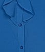Calvin Klein Chiffon Point Collar Futter Cap Sleeve Ruffle Button Front Blouse - Image 4