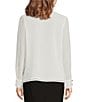 Calvin Klein Chiffon Ruffle Mock Neck Long Sleeve Button Front Blouse, Color:Cream - Image 2