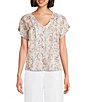 Calvin Klein Chiffon Snake Print V-Neck Short Flutter Sleeve Top - Image 1