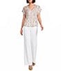 Calvin Klein Chiffon Snake Print V-Neck Short Flutter Sleeve Top - Image 3
