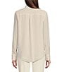 Color:Stony Beige - Image 2 - Collared Long Sleeve Button Down Blouse