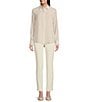 Color:Stony Beige - Image 3 - Collared Long Sleeve Button Down Blouse