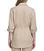 Color:Nomad - Image 2 - Collared Neck Rolled Sleeve Drawstring Tunic