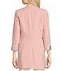 Color:Silver Pink - Image 2 - Contrast Lining Long Roll-Tab Sleeve Open Front Jacket
