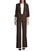Calvin Klein Coordinating Crepe Notch Collar Roll Tab Sleeve Open Front Jacket - Image 3
