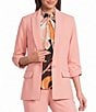 Calvin Klein Coordinating Crepe Notch Collar Roll Tab Sleeve Open Front Jacket - Image 5