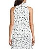 Calvin Klein Coordinating Halter Sleeveless Printed Georgette Top, Color:White Multi - Image 2