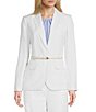 Calvin Klein Coordinating Linen Blend Stripe Notch Lapel Long Sleeve Belted Jacket - Image 1