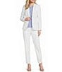 Calvin Klein Coordinating Linen Blend Stripe Notch Lapel Long Sleeve Belted Jacket - Image 4
