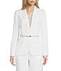 Calvin Klein Coordinating Linen Blend Stripe Notch Lapel Long Sleeve Belted Jacket - Image 3