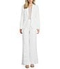 Calvin Klein Coordinating Linen Blend Stripe Notch Lapel Long Sleeve Belted Jacket - Image 4