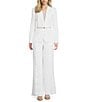 Calvin Klein Coordinating Linen Blend Stripe Notch Lapel Long Sleeve Belted Jacket - Image 5