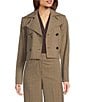 Calvin Klein Coordinating Novelty Check Double Breasted Trench, Color:Oak Leaf Multi - Image 1