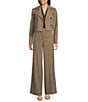 Calvin Klein Coordinating Novelty Check Double Breasted Trench, Color:Oak Leaf Multi - Image 3