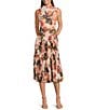 Calvin Klein Coordinating Printed Pleated Pull-On Midi Skirt, Color:Pink Pepper/Multi - Image 3