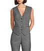 Calvin Klein Coordinating V-Neck Button Front Vest, Color:Black Multi - Image 1