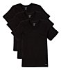 Color:Black - Image 1 - Cotton Classic Solid V-Neck T-Shirts 3-Pack
