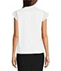 Calvin Klein Cotton Flutter Sleeve Collared Ruffle Button Front Blouse, Color:White - Image 2