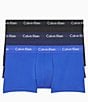 Color:Black/Blue Shadow/Cobalt - Image 1 - Low-Rise Cotton Stretch Solid Trunks 3-Pack