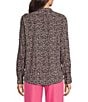Calvin Klein Crew Neck Printed Roll Sleeve Button Front Blouse, Color:Peony Multi - Image 3