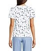 Calvin Klein Dotted V-Neck Flutter Short Sleeve Top, Color:White Multi - Image 2