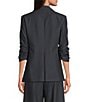 Calvin Klein Dressy Faux Denim Notch Collar Ruched Long Sleeve Button Front Jacket, Color:Indigo - Image 2