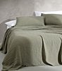 Color:Dark Green - Image 1 - Essential Garment Washed Cotton Jacquard Coverlet