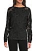 Calvin Klein Floral Burnout Chiffon Crew Neck Raglan Long Sleeve Blouse - Image 1