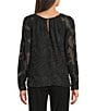 Calvin Klein Floral Burnout Chiffon Crew Neck Raglan Long Sleeve Blouse - Image 2