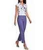 Calvin Klein Floral Chiffon Flutter Sleeve Point Collar Ruffle Button Front Blouse - Image 3