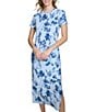 Color:Breeze Multi - Image 1 - Floral Print Crew Neck Short Sleeve Side Slit Midi Dress