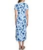 Color:Breeze Multi - Image 2 - Floral Print Crew Neck Short Sleeve Side Slit Midi Dress