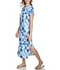 Color:Breeze Multi - Image 3 - Floral Print Crew Neck Short Sleeve Side Slit Midi Dress