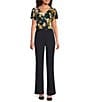 Calvin Klein Floral Print V-Neck Short Flutter Sleeve Top, Color:Navy Multi - Image 3