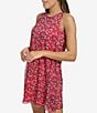 Color:Hibiscus Multi - Image 5 - Floral Printed Chiffon Sleeveless Crew Neck A-Line Dress