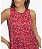 Color:Hibiscus Multi - Image 6 - Floral Printed Chiffon Sleeveless Crew Neck A-Line Dress