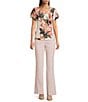 Calvin Klein Floral V-Neck Short Flutter Sleeve Top, Color:Pink Pepper/Multi - Image 3