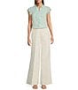 Calvin Klein Flutter Sleeve Collared Ruffle Button Front Blouse, Positano - Image 3