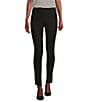 Color:Black - Image 1 - Front Seam Slim Tapered Leg Stretch Twill Ankle Pull-On Pants