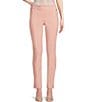 Color:Silver Pink - Image 1 - Front Seam Slim Tapered Leg Stretch Twill Ankle Pull-On Pants