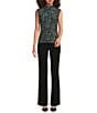 Calvin Klein Geometric Mesh Mock Neck Sleeveless Ruched Top, Color:Cypress Multi - Image 3