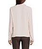 Calvin Klein Georgette Collared V-Neck Long Sleeve Ruffle Front Blouse, Color:Pink Pepper - Image 2