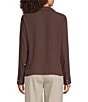 Calvin Klein Georgette Collared V-Neck Long Sleeve Ruffle Front Blouse, Color:Toasted Sumac - Image 2