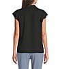 Calvin Klein Georgette Flutter Sleeve Collared Ruffle Button Front Blouse - Image 2