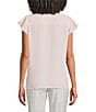 Calvin Klein Georgette Point Collar Cap Sleeve Ruffle Front Top - Image 2