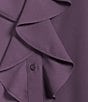 Calvin Klein Georgette Point Collar Long Sleeve Ruffle Button Front Top, Color:Winter Plum - Image 4