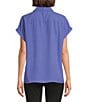 Calvin Klein Georgette Point Collar Short Sleeve Button Front Blouse - Image 2