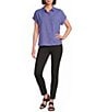 Calvin Klein Georgette Point Collar Short Sleeve Button Front Blouse - Image 3