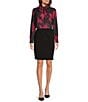 Calvin Klein Georgette Tie Neck Long Sleeve Button Front Blouse, Color:Cranberry Multi - Image 3